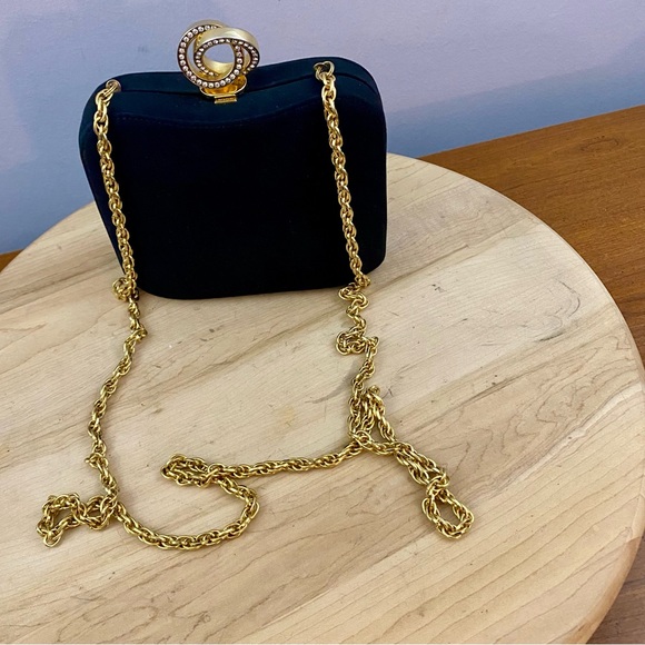 RODO VTG Rhinestones Black Satin Hard Case Evening Purse Handbag Clutch RARE* - Picture 13 of 13